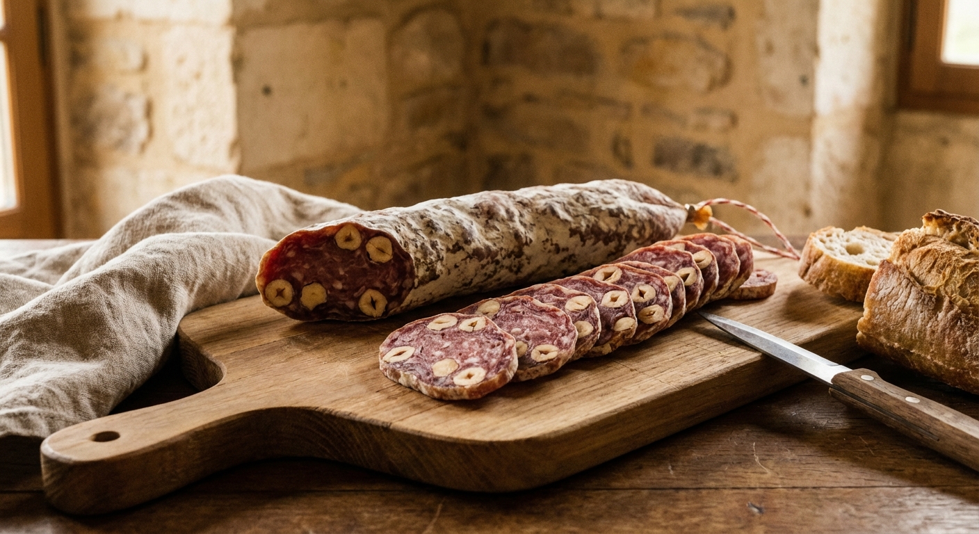 Saucisson aux noisettes halal bio artisanal